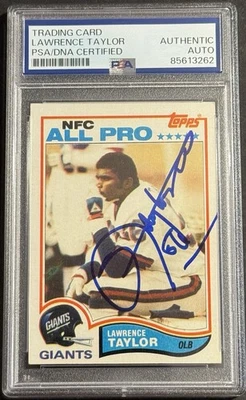 Lawrence Taylor Signed Auto 1982 Topps Rookie Card New York Giants PSA/DNA Slab - Image 1 of 2