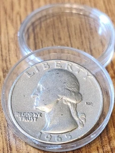 Vintage 1965 Washington Quarter No Mint Mark/ Distorted Motto/Planchet Damage - Picture 1 of 2