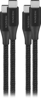 Insignia- 4' USB-C to USB-C Braided Charge-and-Sync Cables (2-Pack) - Black - Image 1 of 4