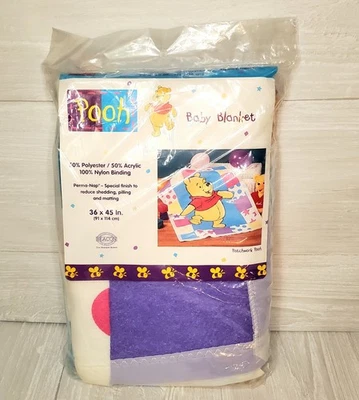 Vintage 36x45” 90s Beacon Winnie the Pooh Baby Blanket Patchwork Acrylic NOS - Image 1 of 4