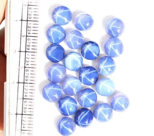 27,30 ct Top 6 Strahlen natürlicher blauer Stern Saphir runde Kabine 6,5 mm lose Edelsteine 21 Stck. - Bild 1 von 5