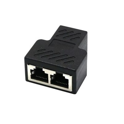 RJ45 Splitter Adapter 1 To 2 Ways Dual Female Port CAT5/6 LAN Ethernet Cable B - Image 1 of 4