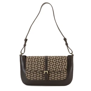 CELINE Macadam C Logos Shoulder Bag Canvas Leather Dark Brown Vintage 90272667 - Picture 1 of 11