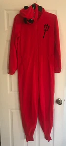 Unisex Women/Men size S Microfleece Devil Red Overall Costume Zip Up Sleepwear - Picture 1 of 5