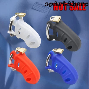 Male Soft Silicone Cage with Stainless Steel Adjustable Ring Chastity Device - Picture 1 of 16