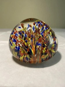 Vintage Hand Blown Art Glass Paperweight Multicolor Confetti Controlled Bubbles  - Picture 1 of 4
