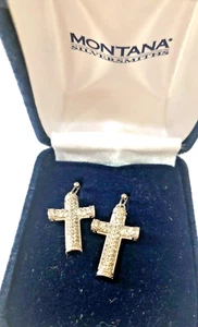 NWT  MONTANA SILVERSMITHS CZ Cross Pierced Earrings $37 - Picture 1 of 3