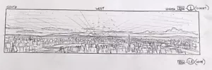 ATLANTIS Large Pencil Background Layout Drawing City Skyline Before Sinking - Picture 1 of 2