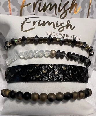 NOVO! PULSEIRAS ERIMISH 4 peças pilha - Preto e dourado - Imagem 1 de 3