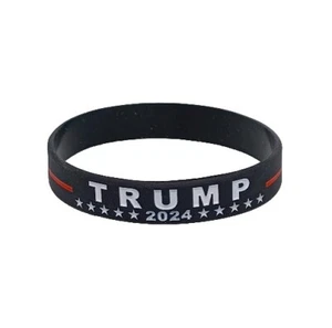 Pulsera de silicona TRUMP 2024 Take America Back-negro blanco y rojo aprox 8"x.25" - Imagen 1 de 8