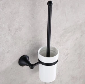 Black Oil Rubbed Bronze Wall Mounted Bathroom Toilet Brush Holder Set Kba858 - Picture 1 of 5