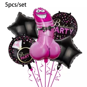 5pcs Inflatable Foil Balloon Willy Dick Hen Party Toy Penis Bride Shower Set - Picture 1 of 3