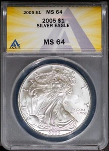 2005 $1 Silver American Eagle MS 64 ANACS # 7683583 + Bonus - Picture 1 of 2