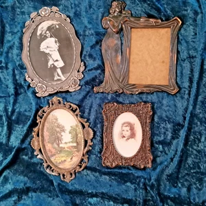 Vintage Lot Of 4 Ornate Silver & Bronze Color Metal and Bakelite Picture Frames. - Picture 1 of 17