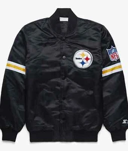 Pittsburgh Steelers NFL Black Satin Jacket with FREE SHIPPING - Picture 1 of 4