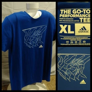 Mens Adidas GO-TO PERFORMANCE TEE Kansas Jayhawks Basketball Blue T-Shirt Sz XL - Picture 1 of 10