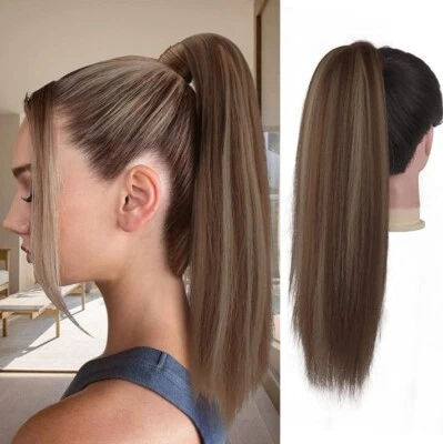 Feshfen Brown/Mixed Blonde 14" Synthetic Ponytail Extension 12H24# - Image 1 of 4