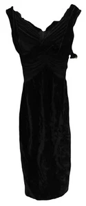 BNWT Ladies GIAMBATTISTA VALLI Black Velvet Ruched Bodycon Dress Size UK 12 - Picture 1 of 3