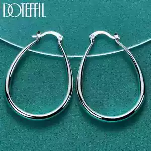 Pendientes de aro DOTEFFIL 925 plata esterlina círculo liso 41 mm regalo encanto joyería - Imagen 1 de 6