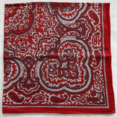 Vintage Handkerchief Cotton Dark Red Damask Pattern Classic Pocket Square 17" - Image 1 of 3