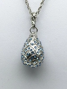 Argent et bleu à pendentif oeuf avec cristaux par Keren Kopal - Picture 1 of 8