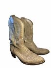 Vintage Tony Lama Gray Cowboy Boots Size 13D Pointed Toe Western Animal Print