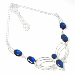 Blue Tanzanite Gemstone Handmade 925 Sterling Silver Jewelry Necklace Size 18 - Picture 1 of 1