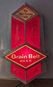"VINTAGE HEILEMAN GETREIDEGÜRTEL BELEUCHTETES BIERSCHILD ""Go with the Grain"" 22x13" - Bild 1 von 14