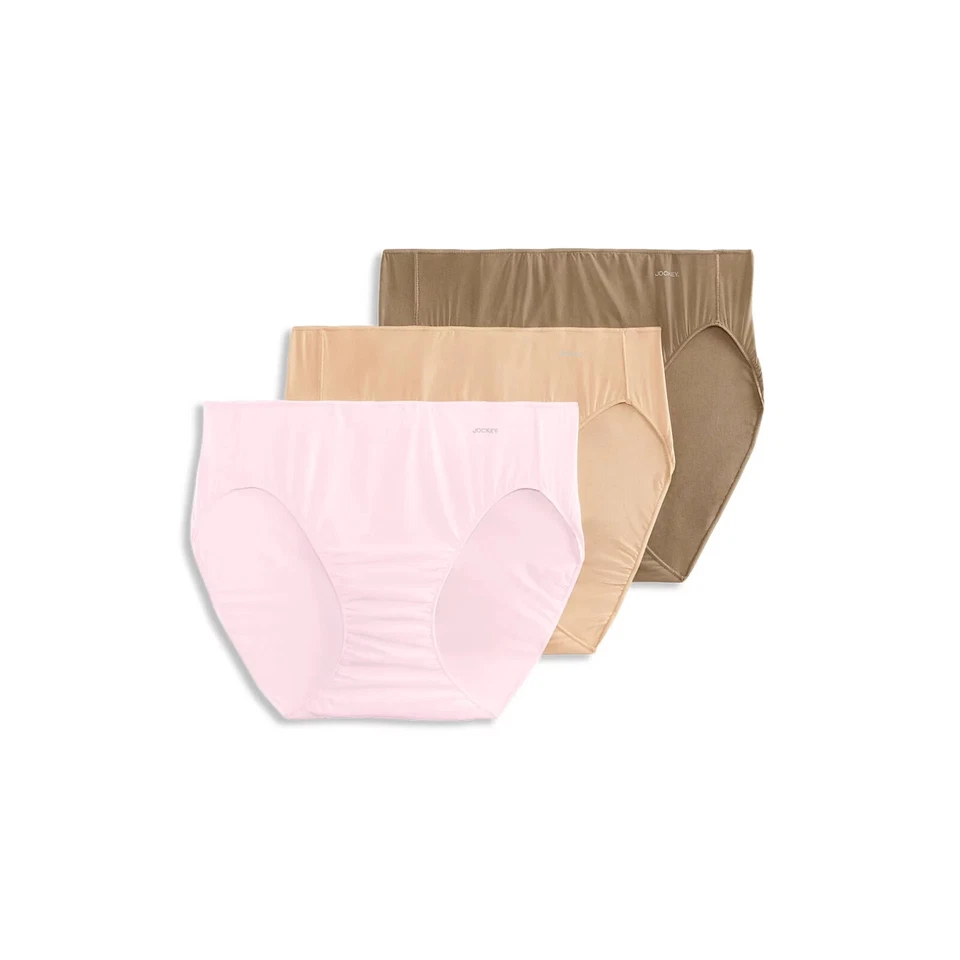 Jockey L48714 Mujer Beige Rosa Sin Línea Panty Paquete de 3 Bragas Bikini Conjunto Talla 7/L Foto 1 de 3