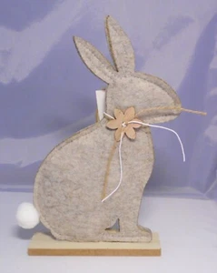 Boltze Ostern Oster-Deko Aufsteller Hase Bunny Filz 26 cm hoch beige Easter NEU - Imagen 1 de 2