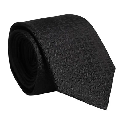 DOLCE & GABBANA Tie Black Patterned Silk Adjustable Necktie Men Accessory 180usd - Image 1 of 4