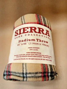 Vtg. 2002 Sierra Home Collection 45x66 Plaid Stadium Throw Blanket by Mervyns #2 - Picture 1 of 5