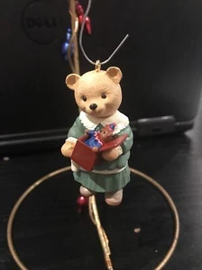 HALLMARK CHRISTMAS ORNAMENT: DAUGHTER 1996 BEAR IN DRESS WITH GIFTS NEW - Picture 1 of 6