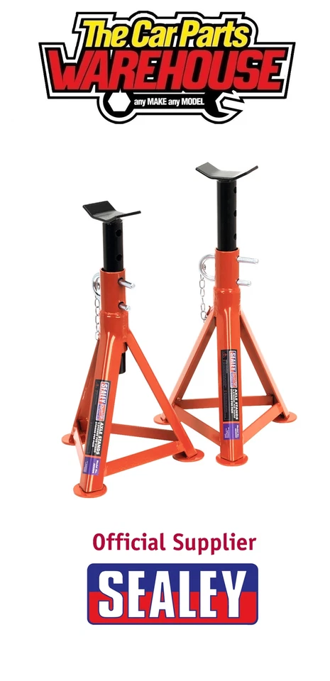 Sealey Tools AS2500 ~ 2.5 Ton Each ~ 5 Ton Pair Axle Stands 505mm High Car / Van - Image 1 of 1