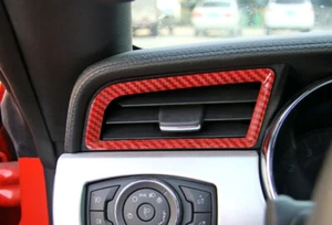 For 2015-2023 Ford Mustang Red Carbon fiber Dashboard Left&Right Vent Ring Trim - Picture 1 of 7