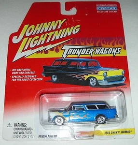 Blue with flames 1955 Chevy Nomad Wood & Panel Johnny Lightning 1:64 scale - Picture 1 of 1
