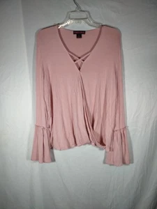 Top envolvente sintético con tiras manga campana rosa Rock&Roll vaquera talla L - Imagen 1 de 5