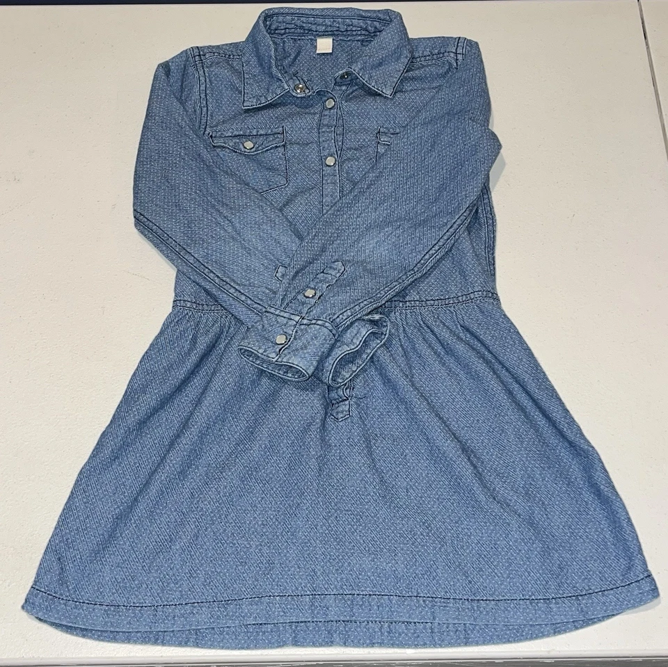 Vestido de mezclilla de algodón con botones y bolsillo Esprit para niñas, talla 6-7 Foto 1 de 4
