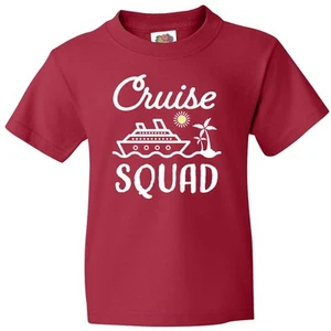 Inktastic Cruise Squad With Vector Cruise Ship And Palm Trees Youth T-Shirt Gift - Picture 1 of 9