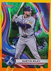 2024 Bowman's Best Austin Riley #6 Green Refractor /99 Atlanta Braves - Picture 1 of 6