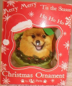 E&S PETS DOG CHRISTMAS ORNAMENT "POMERANIAN" WITH BOX 3 1/2" TALL - Picture 1 of 2
