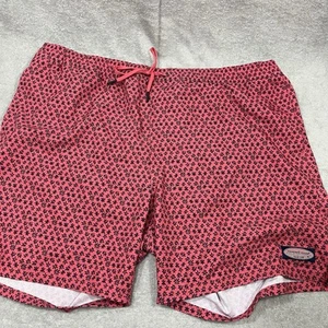 Vineyard Vines Mens Swimming Trunks XXL Pink Blue Geometric Beach Stretch - Picture 1 of 6