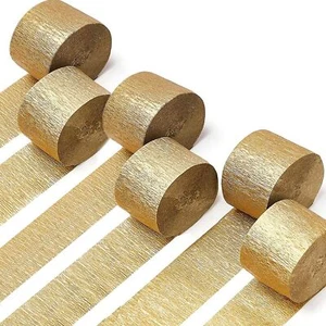Golden Crepe Paper Streamers 6 Rolls 492ft 1.8 Inchx82Ft/Roll Party Decor - Picture 1 of 7