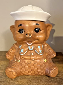 Vintage 1960's Cookie Jar by Twin Winton Sailor Baby Elephant in White Hat - Picture 1 of 11