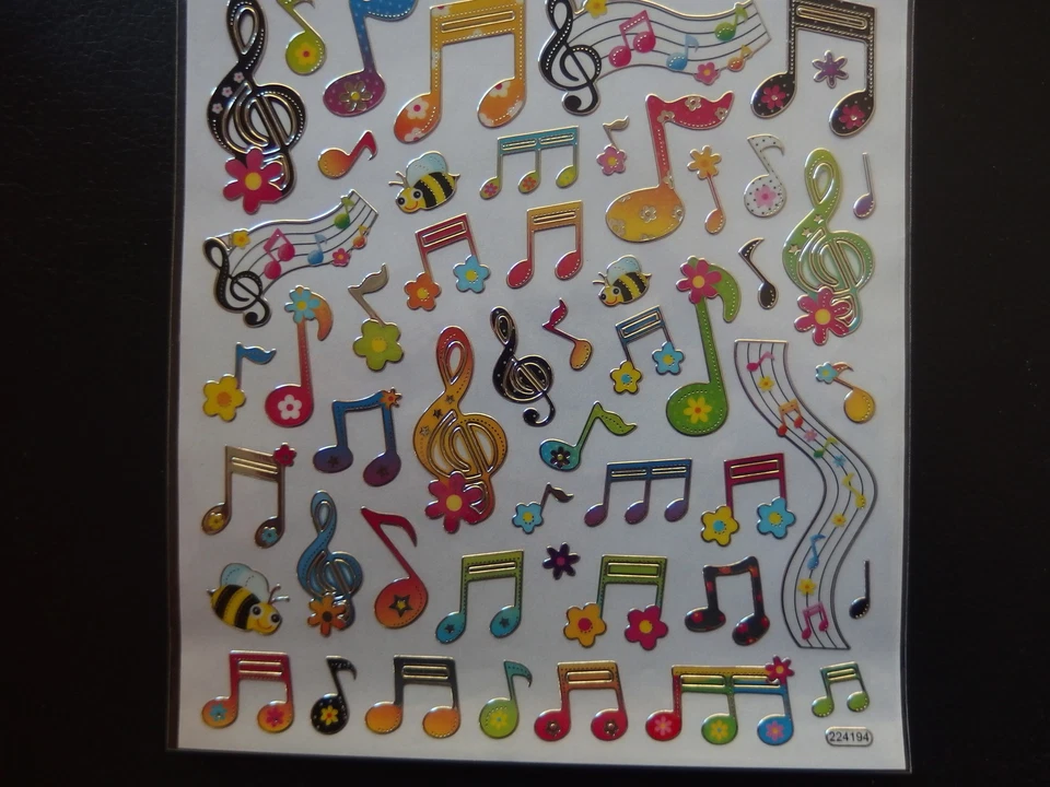 Design Sticker  -  Bunte Noten mit Glitzereffekt - Bild 1 von 1