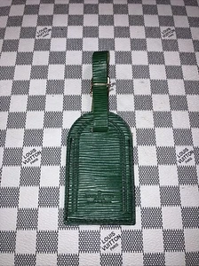 Authentic Louis Vuitton Large Green W/ Gold Hardware Epi Leather name tag. - Picture 1 of 9