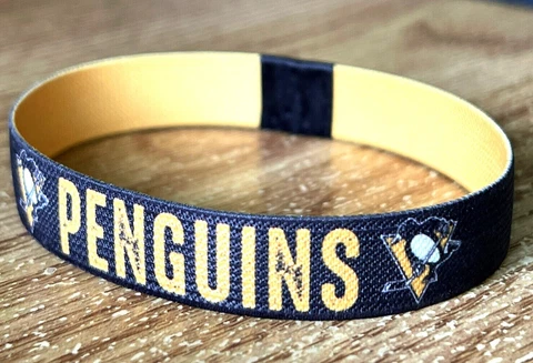 Reversible Pittsburgh Penguins NHL Bracelet Elastic Stretch Bracelet Wristband Cover