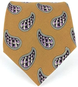 Corbata de seda cachemira para hombre impresa a mano en Italia por Kenneth Gordon Nueva Orleans 57" L - Imagen 1 de 12