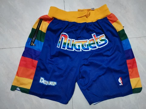 Hot Denver Nuggets Men Retro Blue Basketball Shorts Size: S-XXL Cover