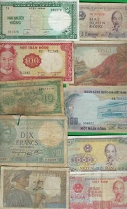 FRANCE , BELGIUM & VIETNAM 1939 - 1988 ~ ~ 10 X PAPER MONEY LOT# 8595 (*-*) - Picture 1 of 5